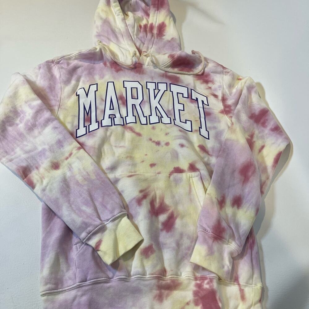 Market Studios. Pink,Purple,Yellow Tie Dye Hoodie. Kangaroo Pocket. Small. NWOT.